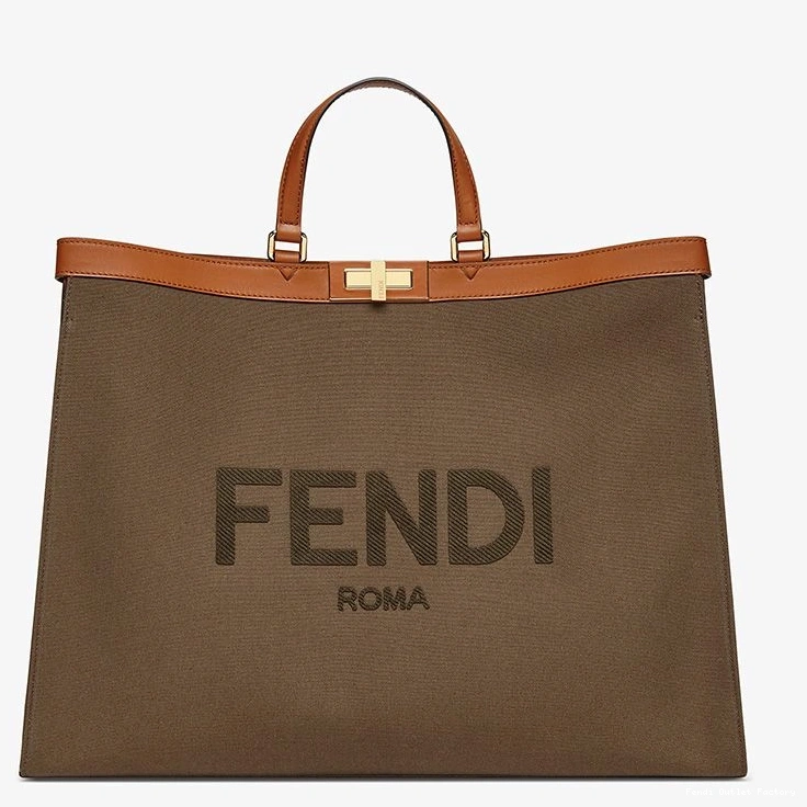 Affordable HOT ROMA In Medium Peekaboo Canvas Logo Brown X-Tote Fendi 0811